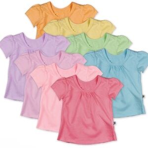 NEW Honest Baby Pastel 8 Pack Girls 12M Puff Sleeve Tee NWT
